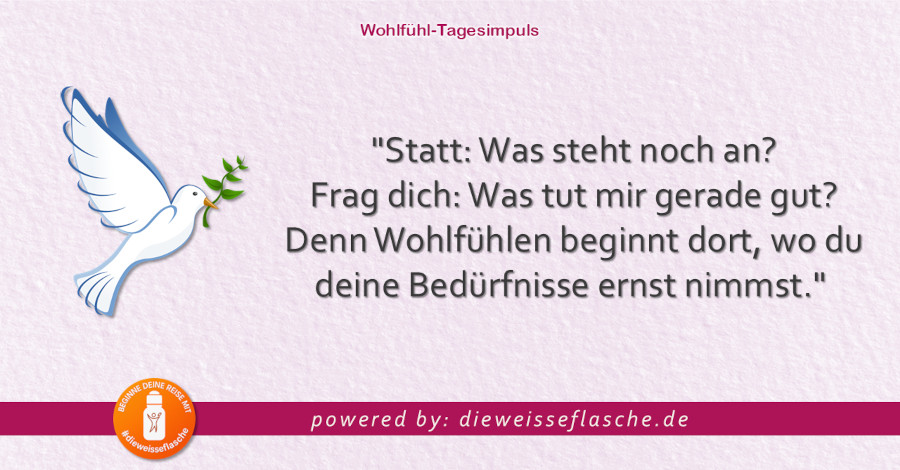 Dein Wohlfühl-Tagesimpuls powered by: dieweisseflasche.de